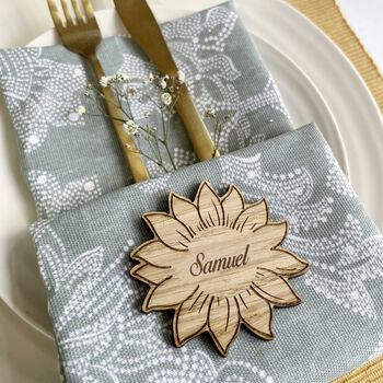 Sunflower Personalised Place Setting Wedding Table Decor, 3 of 12