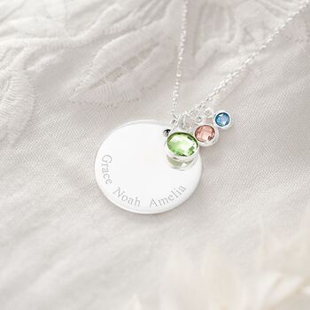 Family Disc And Birthstone Personalised Necklace, 3 of 12