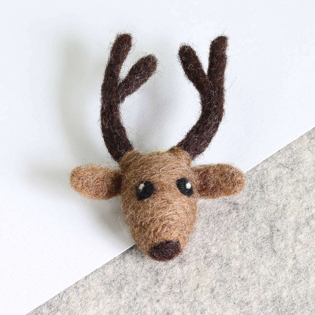 Stag Brooch Needle Felting Craft Kit By Hawthorn Handmade