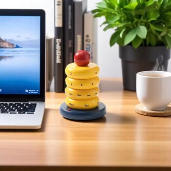 Scandinavian Style Rotating Wood Desk Calendar, 2 of 9