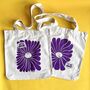 Cute Double Sided Happy/Sad Flower 100% Recycled Tote, thumbnail 2 of 6