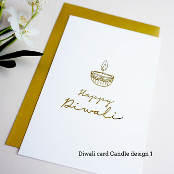 Happy Diwali Card In Gold Foil, 3 of 8
