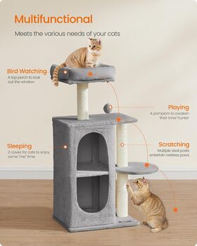 Cat Tree Tower Two Caves Scratching Posts, 5 of 7