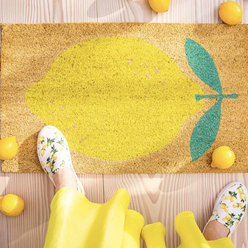 Neon Yellow Lemon Doormat By TheLittleBoysRoom