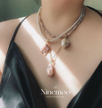 Gold Flecked Baroque Pearl Pendant Necklace, 4 of 7