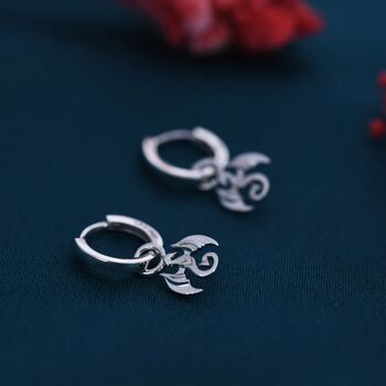 Sterling Silver Dragon Huggie Hoop Earrings, 7 of 12