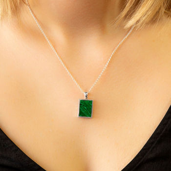 Engravable Sterling Silver And Malachite Necklace, 2 of 6