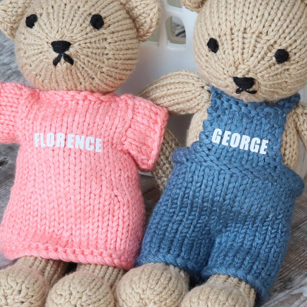 Personalised Hand Knitted Teddy, 1 of 2