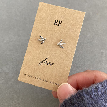 Be Free Swallow Earrings In Sterling Silver, 2 of 5