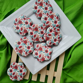 Red Floral Luxury Biscuits Gift Box, Eight P Ieces, 3 of 8