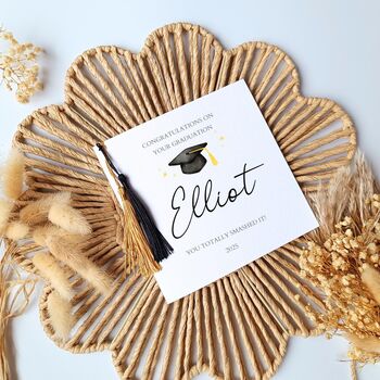 Graduation Tassels Card, Black And Gold Graduation Name Card, 2 of 3