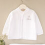 White Personalised Christening Matinee Cardigan With Cross, thumbnail 1 of 12