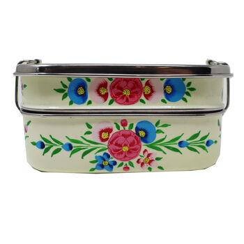 Hand Painted Rectangle Bento Box With Two Compartments, 7 of 9