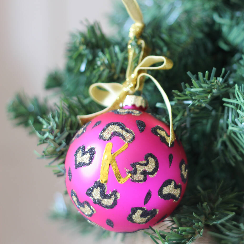 Personalised Animal Print Christmas Bauble By Bells And Whistles Make | notonthehighstreet.com