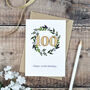 Floral 100th Birthday Wooden Illustrated Card, thumbnail 1 of 2