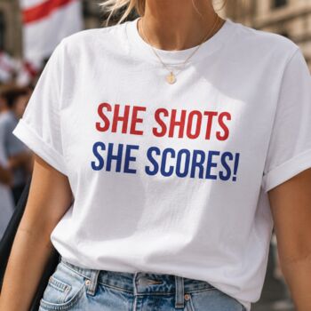 She Shots She Scores England Football T Shirt, 2 of 3
