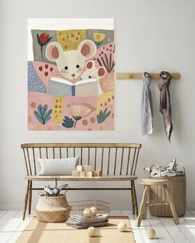 Bedtime Story Mouse Nursery Art Print, 5 of 5