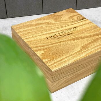 Personalised Square Oak Memory Box, 4 of 6