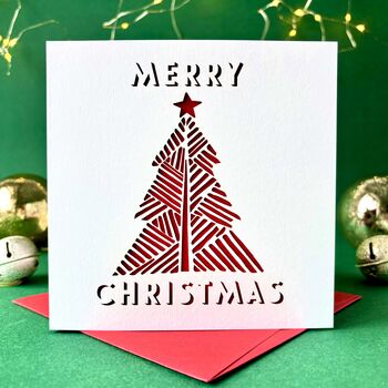 Papercut Tree Christmas Card, 2 of 6
