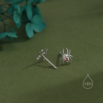 Black Widow Spider Enamel Stud Earrings, 6 of 11