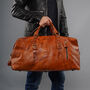 Genuine Leather Holdall In Russet Brown, thumbnail 2 of 12