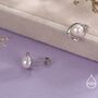 Genuine Pearl And Mobius Circle Stud Earrings In Sterling Silver, thumbnail 3 of 12