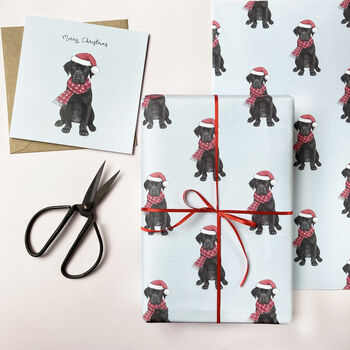 Festive Black Labrador Christmas Wrapping Paper, 3 of 4