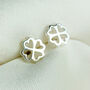 Sterling Silver Four Leaf Clover Cutout Stud Earrings, thumbnail 3 of 5