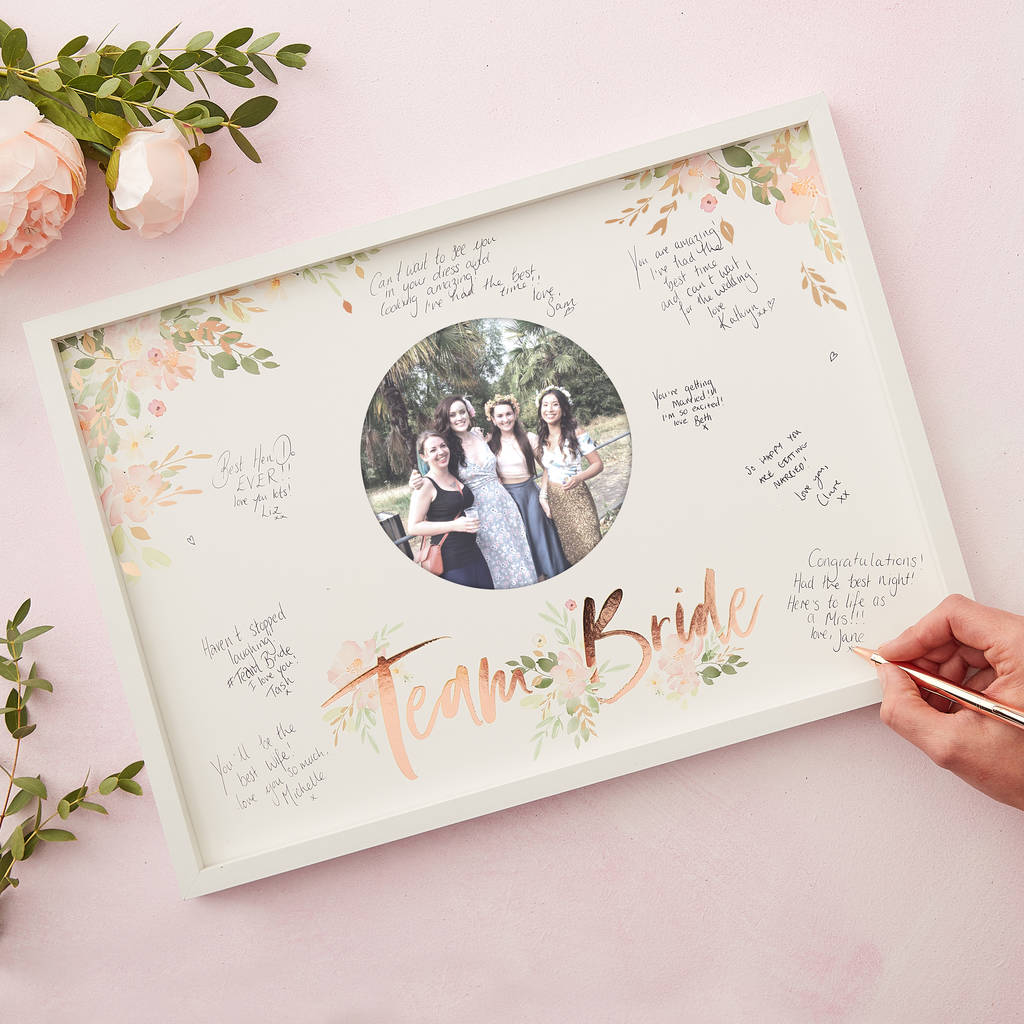 Rose Gold Foiled Hen Party Frame Guest Book, 1 of 3