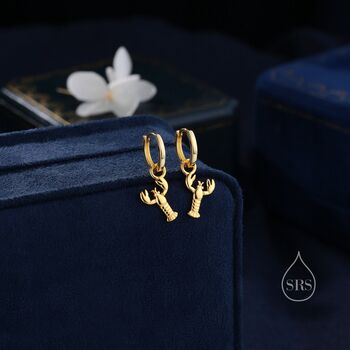 Lobster Huggie Hoop Earrings In Sterling Silver, 4 of 11