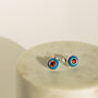 Sterling Silver Blue And Red Enamel Stud Earrings, thumbnail 1 of 11