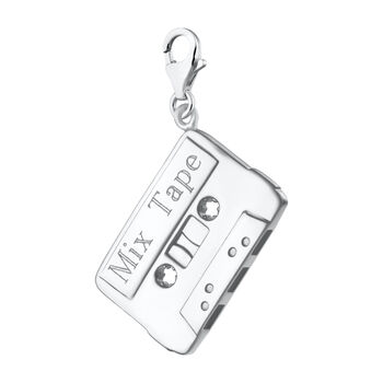 Engraved Sterling Silver Large Cassette Tape Charm, 4 of 7