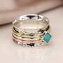 Personalised Sterling Silver Turquoise Spinner Ring, thumbnail 3 of 9
