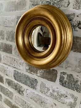 19cm Gold Convex Wall Mirror Porthole Fisheye Design, 8 of 8