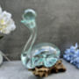 Molten Glass Wine Decanter With Stopper Teak Root Base, thumbnail 8 of 12