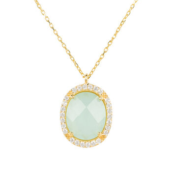 Beatrice Oval Gemstone Necklace Gold Plated Silver, 7 of 12