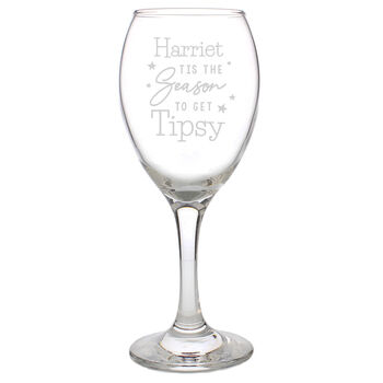 Personalised Tis The Season To Get Tipsy Season Wine Glass Gift Boxed – Christmas Gift Idea, 5 of 5