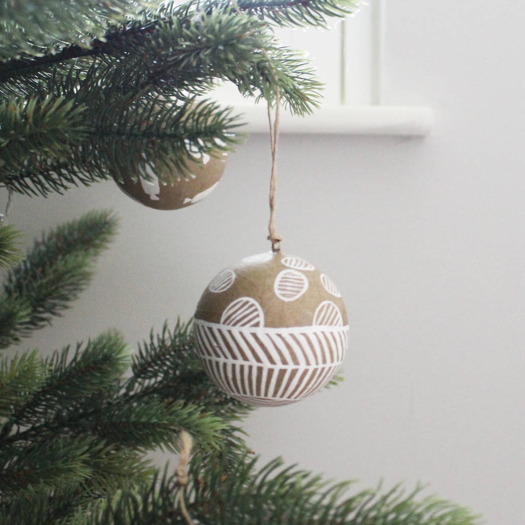 Four Natural Paper Christmas Tree Decorations By Lime Tree London | notonthehighstreet.com
