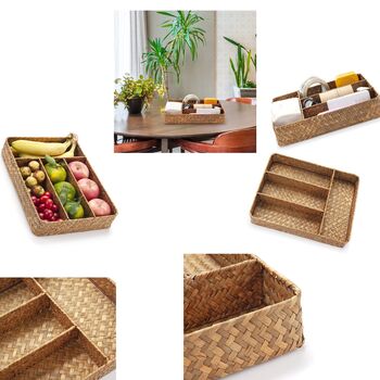 Small Woven Seagrass Storage Organiser Basket, 7 of 11