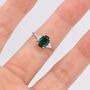 Emerald Green Cz Oval Ring In Sterling Silver, thumbnail 5 of 12