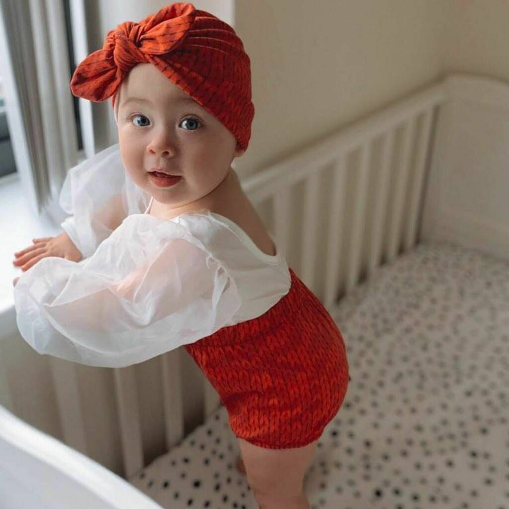Red Knit Bloomers For Baby, 1 of 2