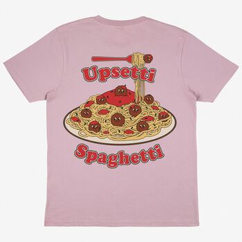 Upsetti Spaghetti Purple Unisex Pasta T Shirt, 2 of 2