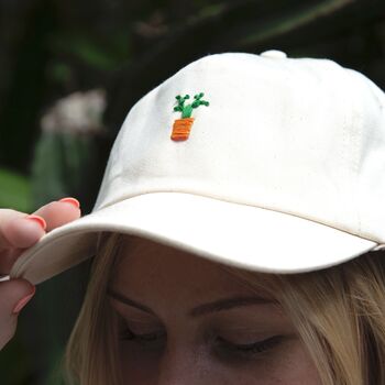Unisex Hand Embroidered Cap With Cactus, 2 of 5