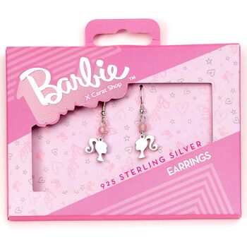 Barbie Sterling Silver Silhouette And Rose Quartz Drop Earrings, 2 of 2