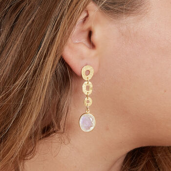 Amethyst Textured Gold Plated Silver Circle Earrings, 5 of 9