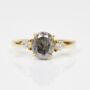 18ct Gold Oval Salt And Pepper Diamond Trilogy Ring, thumbnail 1 of 4