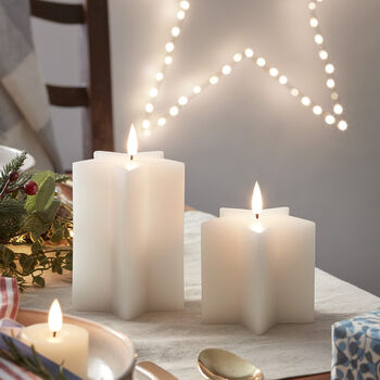 Two White Wax Star Shaped Tru Glow® LED Battery Candles, 2 of 4