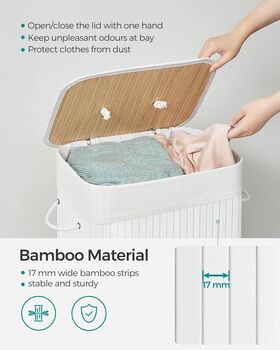 Bamboo Laundry Basket Foldable Clothes Hamper, 3 of 7