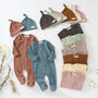 Tiny Alpaca Organic Cotton Baby Sleepsuit And Hat, thumbnail 1 of 9
