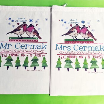 Personalised Mr And Mrs Christmas Sacks, 5 of 8